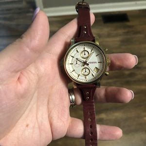 Maroon Fossil Watch